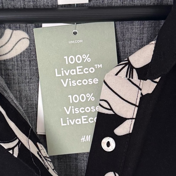 H&M Floral Black and White tie belt dress - Picture 13 of 13